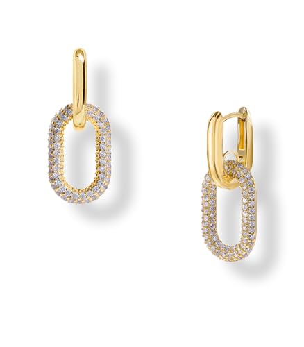 Amazon OZEL 14K Gold & Silver Plated Paperclip Chain Earrings with Cubic Zirconia – Dangle, Hoop, Huggie, Stud Styles – Women’s Fashion Jewelry Gift