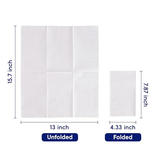100 Pack Paper Napkins Guest Towels Disposable Premium Quality 3-ply Dinner Napkins Disposable Soft, Absorbent, Party Napkins Wedding Napkins for Kitchen, Parties, Dinners or Events（white)