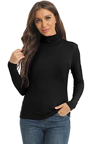 Women's Casual Long Sleeve Turtleneck Tops Slim Fitted Lightweight Base Layer Shirts