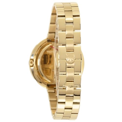 Tory Burch TBW6208 Miller Womens Gold Dress Watch, White Logo Dial, Stainless Steel Band