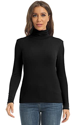 Women's Casual Long Sleeve Turtleneck Tops Slim Fitted Lightweight Base Layer Shirts