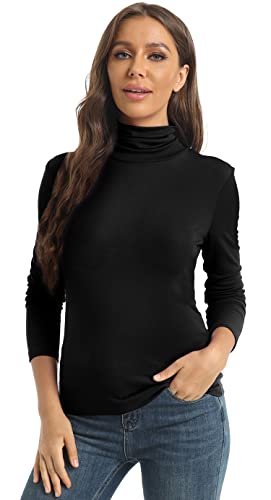 Women's Casual Long Sleeve Turtleneck Tops Slim Fitted Lightweight Base Layer Shirts