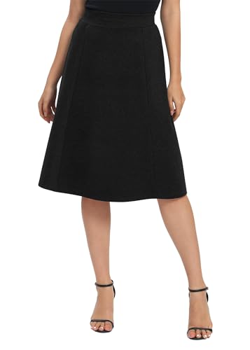 Urban CoCo Women's A-Line Elastic High Waist Flare Work Midi Knee Length Stretchy Skirt