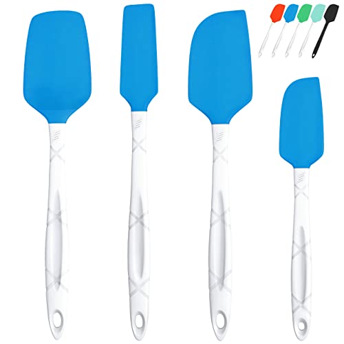 M KITCHEN Silicone Spatula Set - Heat Resistant & BPA Free - 4 Piece Nonstick Rubber Spatulas, Spoonula, Jar Scraper for Cooking, Baking, Mixing, Frosting - Dishwasher Safe Kitchen Utensils