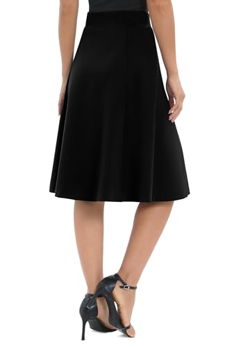 Urban CoCo Women's A-Line Elastic High Waist Flare Work Midi Knee Length Stretchy Skirt