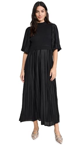 Amazon English Factory Women's Pleated Mix Media Maxi Dress