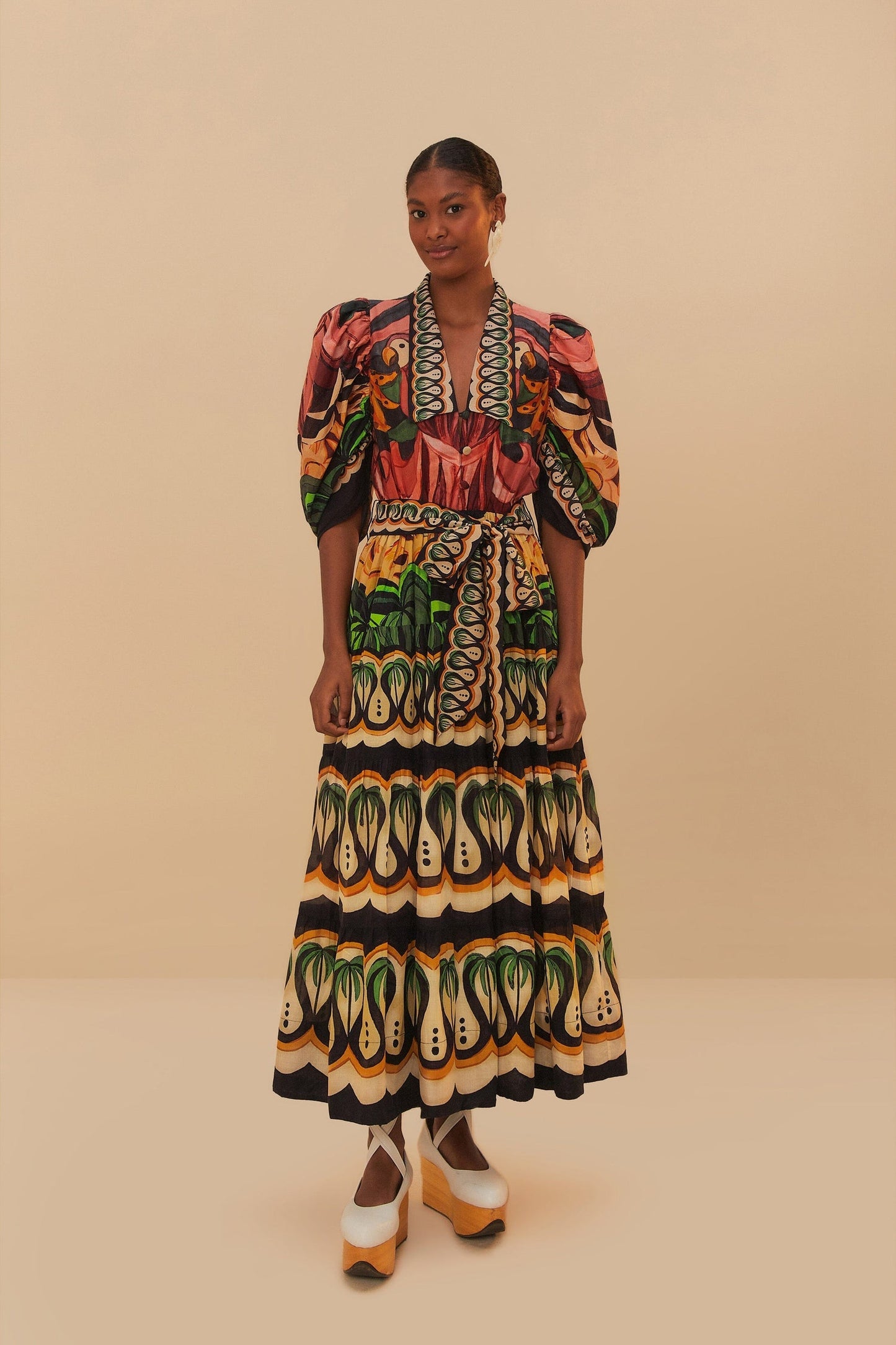 black coconut tree flow maxi dress