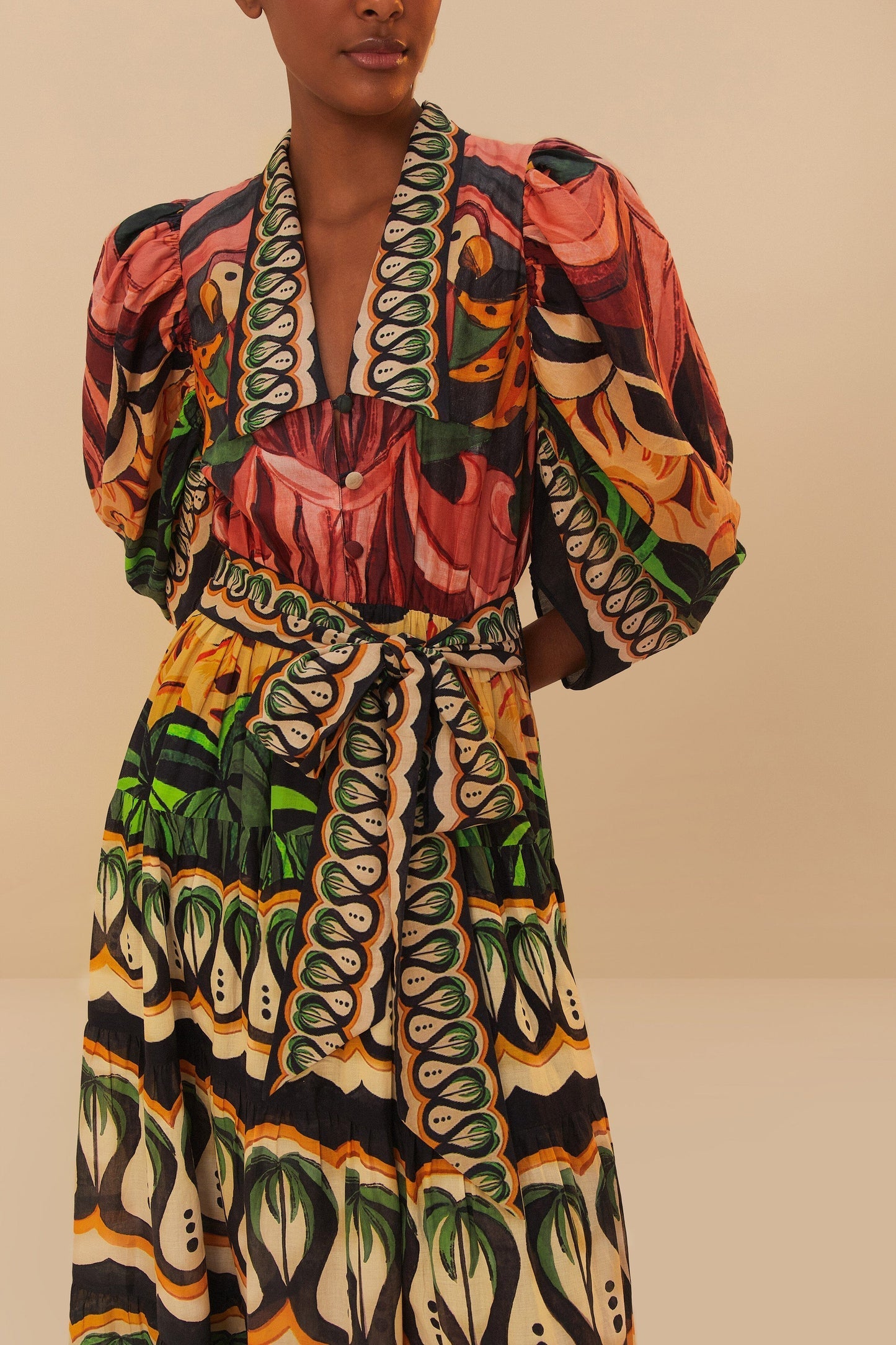 black coconut tree flow maxi dress