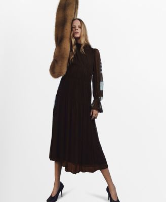 Macy's MANGOWomen's Puffed Sleeves Ruffled Dress