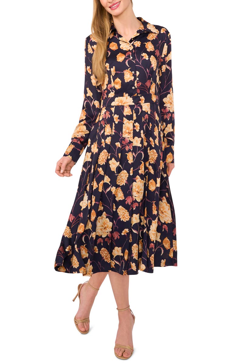 Ted Baker Floral Long Sleeve Midi Shirtdress