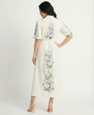 Macy's TaylorPetite Placement Print Short-Sleeve Shirt Dress