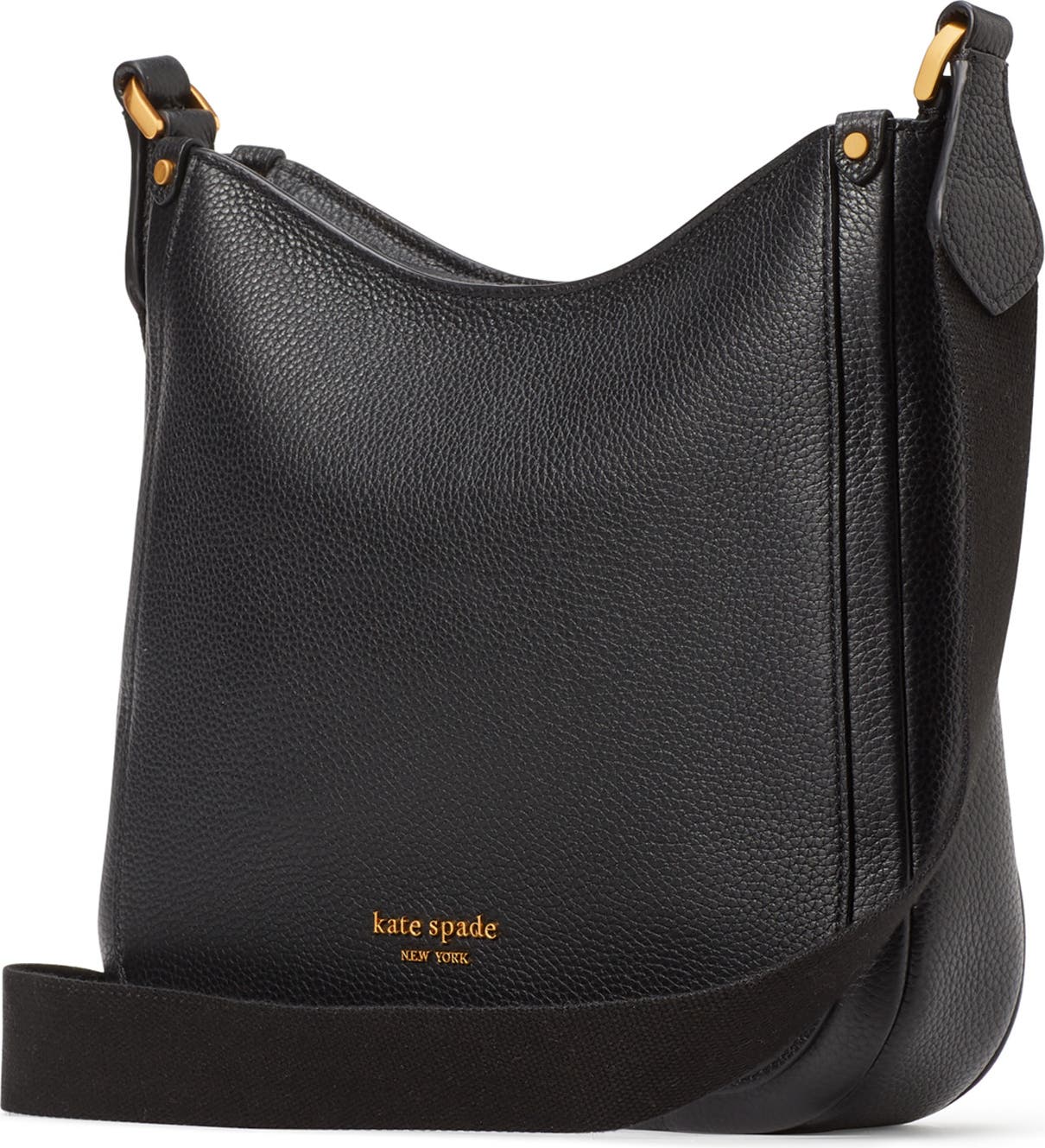 kate spade new york medium roulette pebble leather crossbody bag, Alternate, color, BLACK