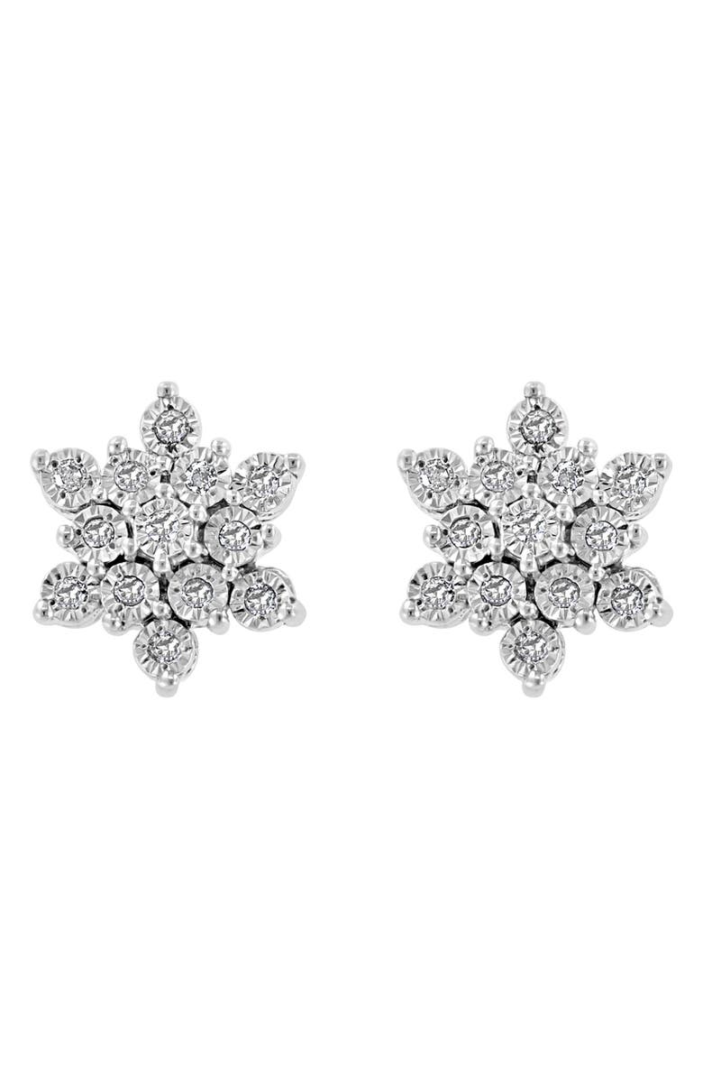 EFFY Floral Sterling Silver Diamond Stud Earrings - 0.13 ctw.