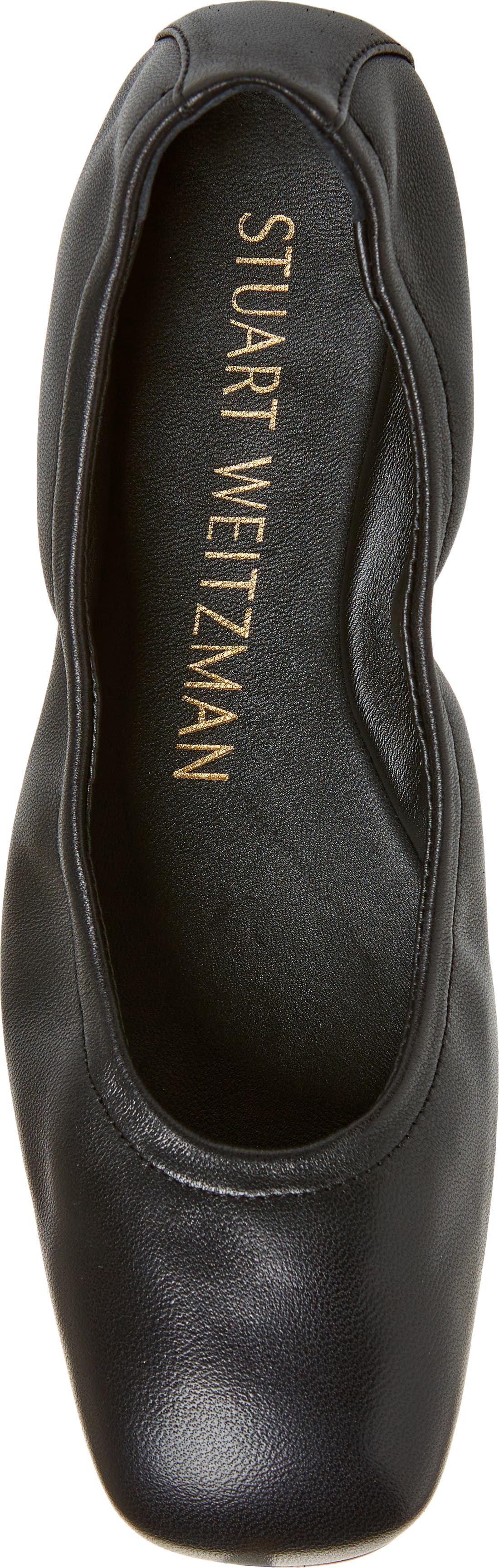 Stuart Weitzman Leather Ballet Flat, Alternate, color, BLACK