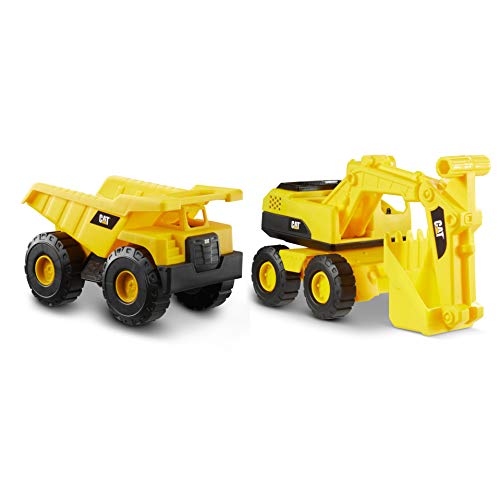 CatToysOfficial CAT Construction Tough Rigs 15" Dump Truck & Excavator Set Toys 2 Pack Ages 3+ Kid Powered Caterpillar Vehicle Set Indoor or Ourdor Play No Batteries Required