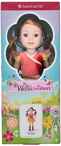 American Girl WellieWishers Willa 14.5" Doll with Hazel Eyes, Strawberry-Blonde Hair, Coral Leotard, Yellow Mesh Skirt, Ages 4+