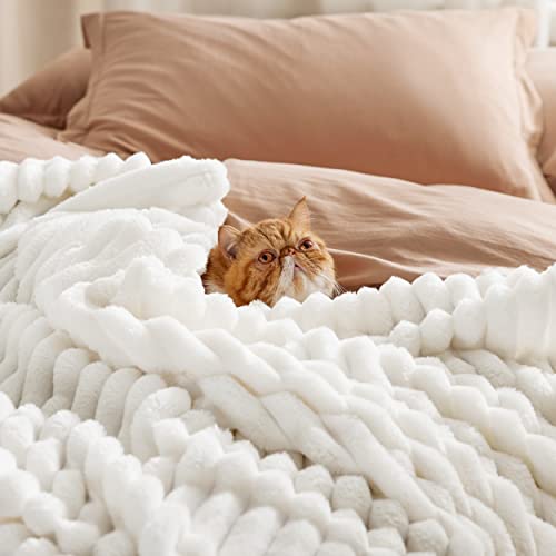 Amazon Bedsure White Throw Blanket for Couch - GentleSoft Cozy Blanket for Women, Cute Fleece Throws for Girls, Teacher Gifts Birthday Gifts for Women Men Mom, Room Home Dorm Decor, Off White, 50x60 Inches