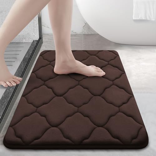 Amazon OLANLY Memory Foam Bath Mat Rug 24x16, Ultra Soft and Absorbent Bathroom Rugs, Non-Slip, Comfortable, Machine Washable Bath Carpet for Bathroom Floor, Tub, Shower and Home Decor Accessories, Brown
