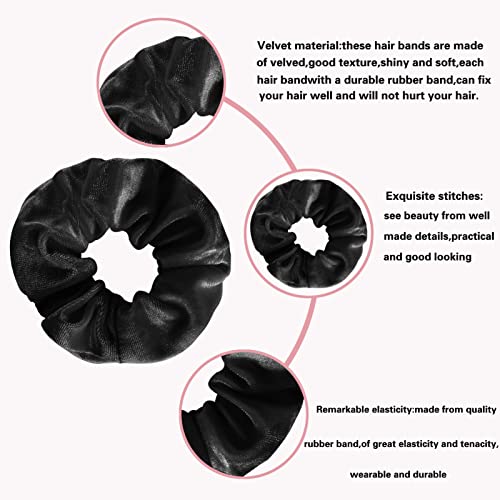 12 Pack Velvet Hair Scrunchies Scrunchy Hair Ties Elastic Hair Bands Ropes Scrunchie for Women or Girls Hair Accessories,Black