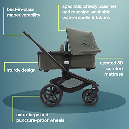 Bugaboo Fox 5 All-Terrain Stroller, 2-in-1 Baby Stroller with Full Suspension, Easy Fold, Spacious Bassinet, Extendable Toddler Seat, One-Handed Maneuverability (Forest Green)