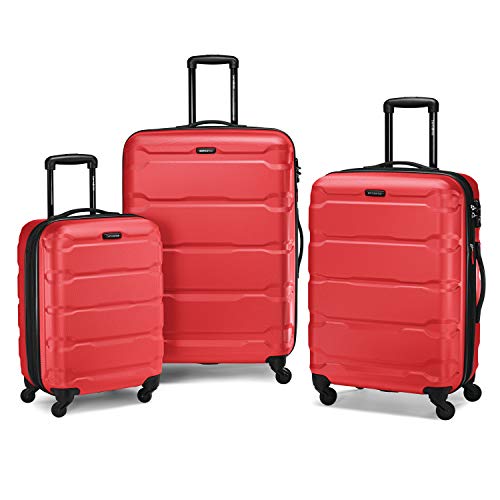 Samsonite Omni PC Hardside Expandable Luggage with Spinner Wheels, 3-Piece Set (20/24/28), Red