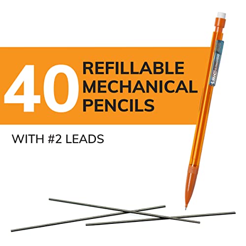 Amazon BIC Xtra Smooth Mechanical Pencil, 0.7 mm Medium Point, Refillable and Retractable, 40-Count Pack