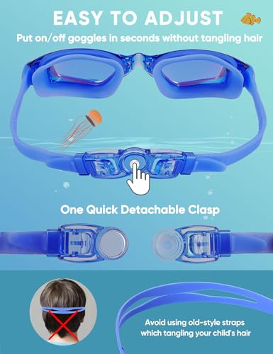 2 Pack Kids Swim Goggles, Swimming Goggles for Kids Toddler Youth 3-8/6-14, Anti-Fog Pool Goggles Child Boys Girls