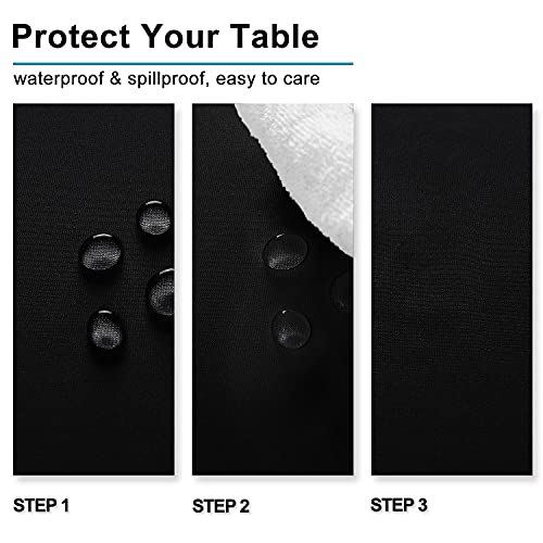 Hiasan Black Tablecloth Square, 54 x 54 inch - Waterproof, Wrinkle Resistant, Washable Polyester Fabric Table Cloth for Card Tables