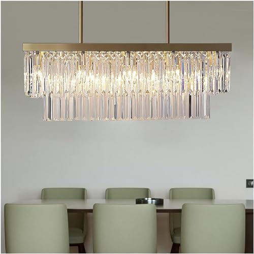 Modern Chandelier, Ceiling Light Ceiling Chandelier Lamp, Crystal Chandeliers Rectangle Chrome Gold Chandelier Compatible with Dining Room Bedroom, vintage chandeliers, Silver