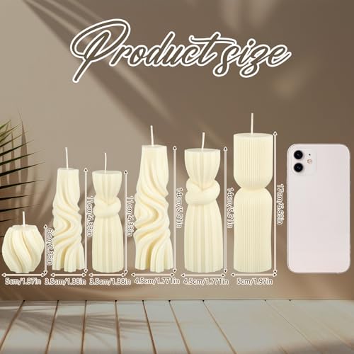 Amazon 6 Pcs Pillar Candles Modern Aesthetic Ribbed Decorative Candle Set Cute Soy Wax Scented Ribbed Decor for Home(White,2.36-6.89 Inch)