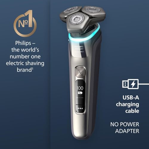 Philips Norelco Shaver Series 9000, Wet and Dry Electric Shaver, with Lift & Cut Shaving System and SenseIQ Technology, Pop-up Trimmer, Cleaning Pod, Charging Stand and Travel Case, Model S9987/85