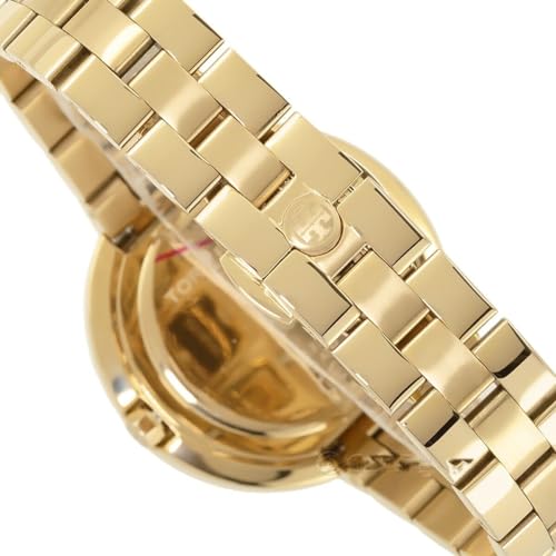 Tory Burch TBW6208 Miller Womens Gold Dress Watch, White Logo Dial, Stainless Steel Band