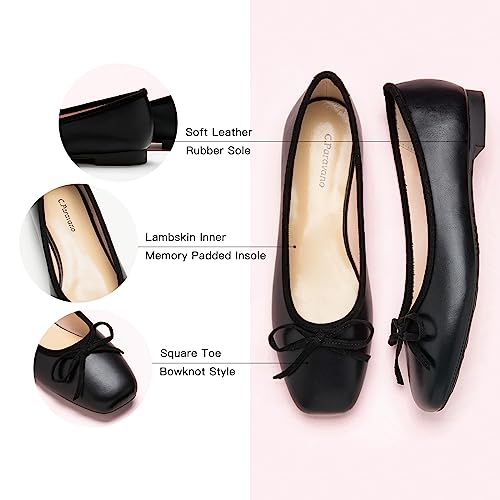 C.Paravano Round Toe Flats for Women | Soft Leather Shoes for Women | Chic Knot Flats | Dressy Comfortable Shoes for Women