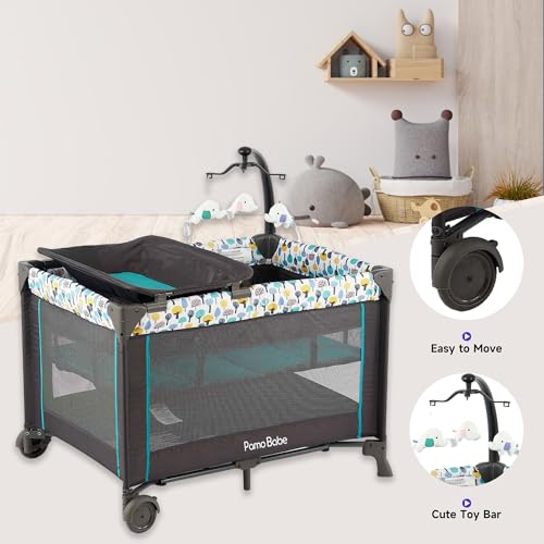 Portable Crib for Baby, Portable Baby Playpen with Detachable Bassinet and Changing Table