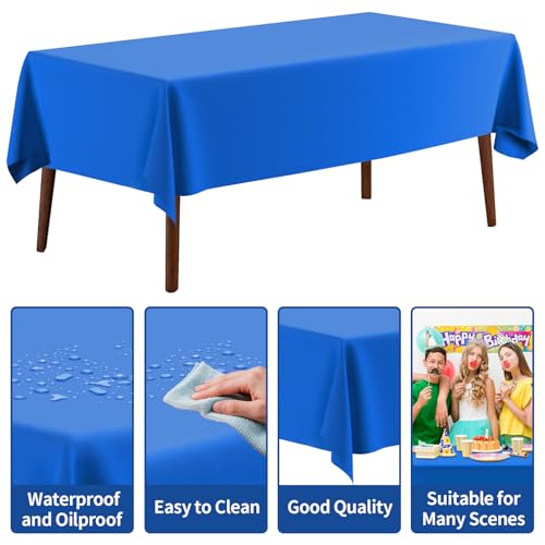 Amazon CXPSINC 54 Inch X 300 Feet Plastic Table Cover Roll Disposable Tablecloth with Slide Cutter for All Type/Shape Tables | Picnic, Party, Banquet, Birthdays, Weddings (Blue, 300 Feet)