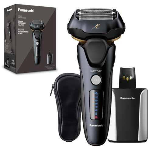 Panasonic Electric Razor for Men, Electric Shaver, ARC5 with Premium Automatic Cleaning and Charging Station, Wet Dry Shaver Men, Cordless Razor, with Pop-Up Trimmer ES-LV97-K, Black