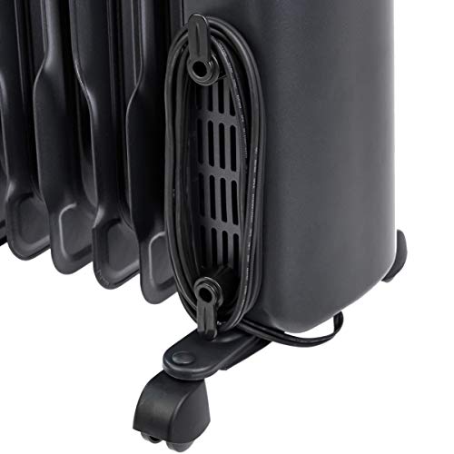 Amazon Basics Portable Radiator Heater with 7 Wavy Fins, Manual Control, Black, 1500W, 13.1 x 26.3 x 9.8 in