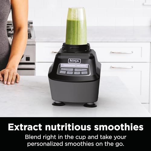 Ninja Blender, Food Processor, Blender for-Smoothies, Includes Pitcher, Smoothie Cup, and 8-Cup Bowl, Salsa, Dough, Shakes, Slush, and Frozen Drinks, Mega Kitchen System, 120 Volts, Black, BL770AMZ