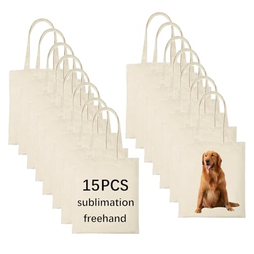 Amazon 15 pcs Blank Canvas Bags bulk,Sublimation Tote Bags,polyester tote bags for sublimation 31x36cm,DIY customization crafts (31x36cm canvas bags *15PCS)
