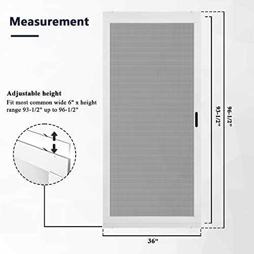 Amazon K.D. Heavy Duty Aluminum Sliding Patio Screen Door Kit - 2.5" Frame Insect Proof for Patio Backyard Kitchen and Bedroom (White, 36''x96'')