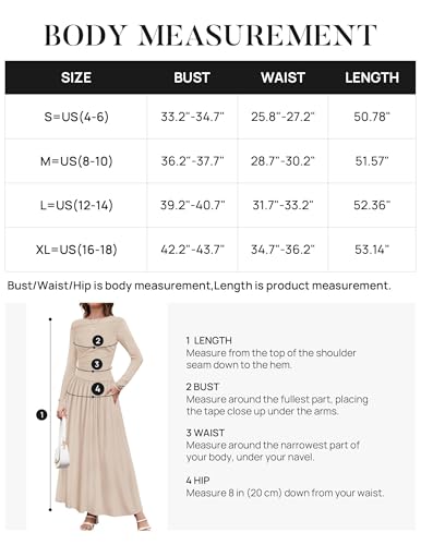 ZESICA Women's Long Sleeve Maxi Dress 2024 Fall Crewneck Knit Casual Slim Swing Pleated Dresses with Pockets