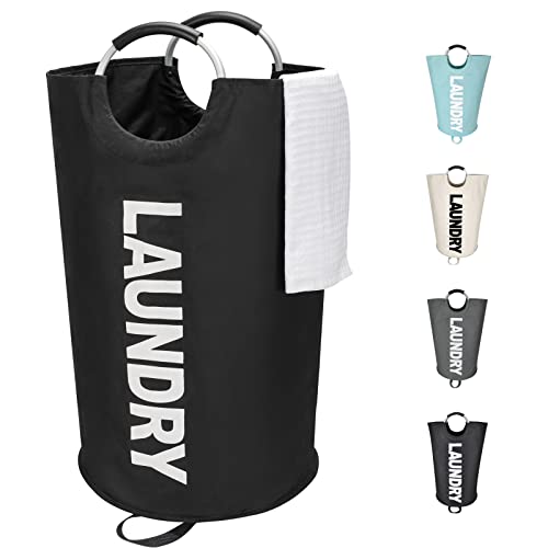 Amazon 90L Large Laundry Basket, Freestanding Tall Clothes Hamper, Collapsible Laundry Bag, Black