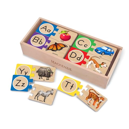 Amazon Melissa & Doug Self-Correcting Alphabet Puzzle (52 pcs) with Toy Storage Box, Wooden ABC Puzzles for Toddlers & Preschoolers, Montessori Learning Toys for Girls & Boys 4+