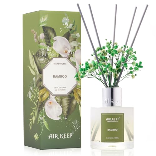 Amazon Airkeep Reed Diffuser Set - 3.38 fl oz(100ml) Bamboo Scent Diffuser Home Fragrance Diffuser Set Includes 8 Reed Diffuser Sticks,Home Decor & Office Decor, Fragrance and Gifts