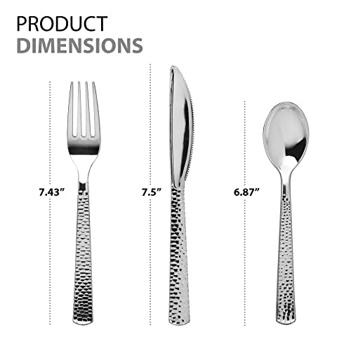 Lillian Tablesettings Plastic Cutlery Silverware Extra Heavyweight Disposable Flatware, Full Size Cutlery Combo, 32 Forks, 32 Knifes, 32 Spoons, Value Pack 96 Count