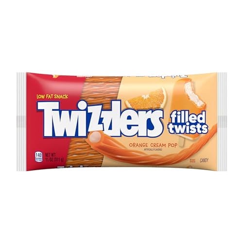 Amazon 12ct TWIZZLERS Filled Twists Orange Cream Pop Flavored, Chewy Candy Bags, 11 oz (12 Count)