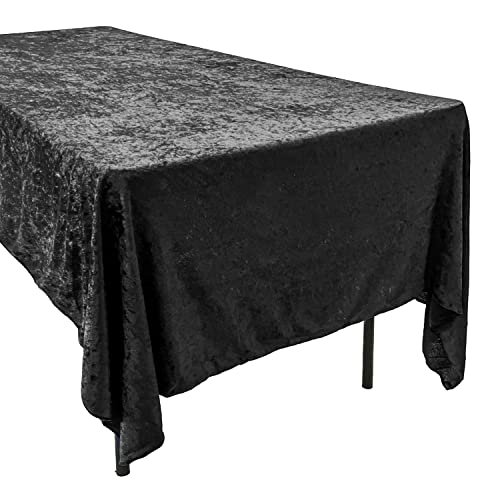 AK TRADING CO. Lush Panne Velvet Tablecloth - 60 x 102 Inch Rectangular Table, Black