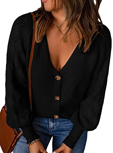 Astylish Women 2023 Long Sleeve Open Front Knit Button Down Cardigan Sweater