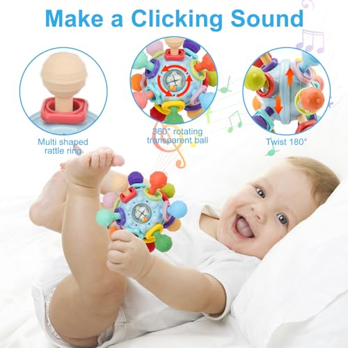 TOHIBEE Baby Montessori Sensory Toys for 0-6 6-12 Months, Food Grade Teething Toys for Babies 0 3 6 9 12 18 Months, Newborn Infant Learning Developmental Toys Gifts for 1 2 Year Old Boys Girls