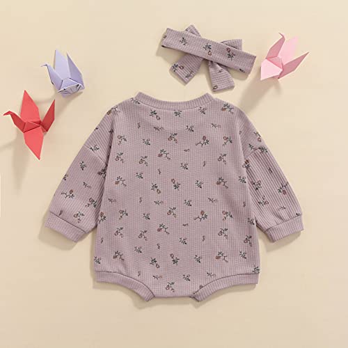 Qiylii Infant Baby Girl Oversized Sweater Romper Knit Floral Long Sleeve Sweatshirts Tops Baby Fall Winter Clothes